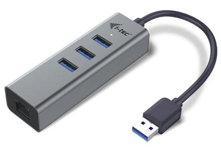 i-tec USB 3.0 HUB METAL / 3 porty / USB 3.0 na Gigabit Ethernet adaptér (RJ45) / sivý