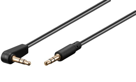 PremiumCord Kabel Jack 3,5 mm - 3,5 mm konektor 90° M/M/ 1m/ černý