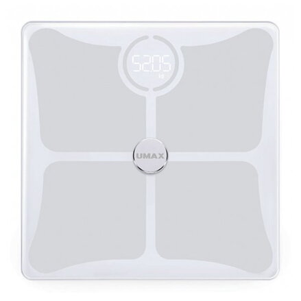 UMAX chytrá váha Smart Scale US10C/ 0,2 – 180 kg/ Bluetooth 4.0/ 14 tělesných parametrů/ čeština/ bílá