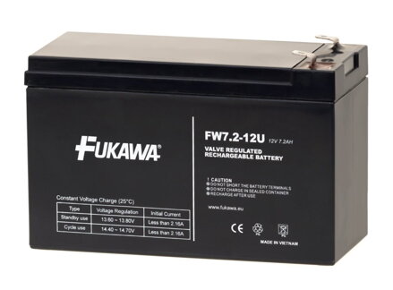 FUKAWA olověná baterie FW 7,2-12 F2U do UPS APC/ AEG/ EATON/ Powerware/ 12V/ 7,2 Ah/ životnost 5 let/ Faston F2-6,3mm