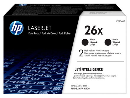 HP 26X Dvojbalení černých originálních tonerových kazet LaserJet s vysokou výtěžností