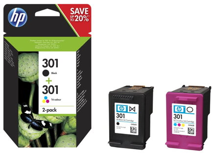 HP 301 Dvojbalení černé/tříbarevné originální inkoustové kazety