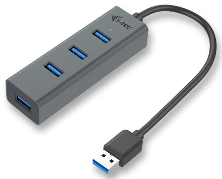 i-tec USB HUB METAL/ 4 porty/ USB 3.0/ pasivní/ kovový/ šedý