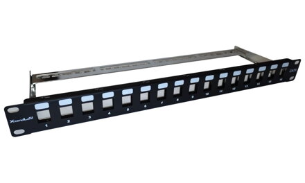 XtendLan Patch panel 19", 16 portů CAT6A, stíněný, s keystone