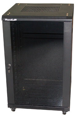 XtendLan 22U/600x600 stojanový, černý, skleněné dveře, plná záda