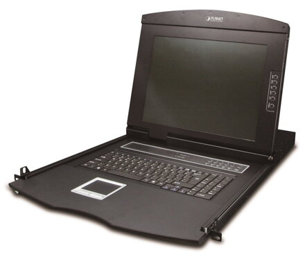 Planet KVM-210-08M, KVM konzole s LCD 17", ovládání 8x PC, PS2/USB, 1U/19" instalace, touchpad