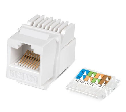 XtendLan Keystone jack RJ45, CAT5E UTP, zaklapávací, bílý, instalace bez nástrojů