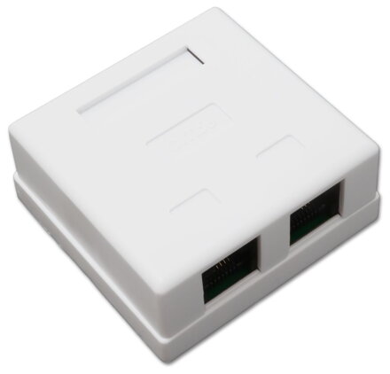 XtendLan Zásuvka 2x RJ-45, Cat5e, nestíněná, na zeď, spodní vývod, narážecí