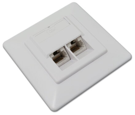 XtendLan Zásuvka 2x RJ-45, Cat6, nestíněná, pod omítku, při užití krabičky i na zeď, šikmý vývod