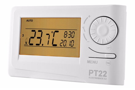 ELEKTROBOCK Priestorový termostat PT22 programovateľný, veľký LCD displej