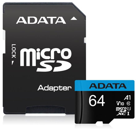 ADATA Premier 64GB microSDXC / UHS-I CLASS10 A1 / 85/25 MB/s / + adaptér