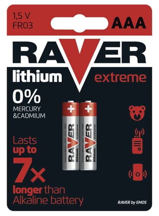 GP lithiová baterie 1,5V RAVER AAA (R03) Extreme 2ks blistr