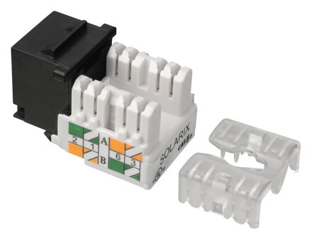 Solarix Keystone CAT5E UTP RJ45 cierny, svorkovnice 90 °, SXKJ-5E-UTP-BK-90