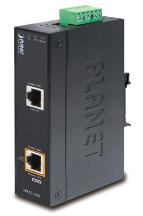 Planet IPOE-162 PoE injektor IEEE802.3, 30W, Gigabit, DIN, IP30, -40 ~ 75 ° C, 12-48VDC