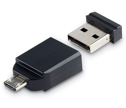 VERBATIM Flash disk Store 'n' Stay NANO/ 32GB/ USB 2.0 + OTG adaptér/ černá