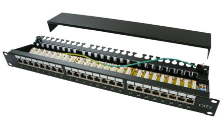XtendLan Patch panel 19", 24 portů, stíněný, C6,dual, 2xAu, s LED vyhledáváním