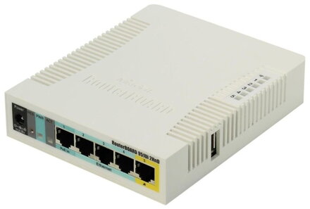 MikroTik RouterBOARD RB951Ui-2HnD 128 MB RAM / 600 MHz / 5x LAN / 1x USB / MIMO (2x2) / 2.4Ghz 802B / g / n /, 1x PoE, vr L4
