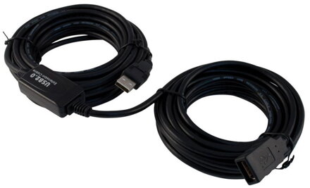 PremiumCord USB 2.0 repeater a prodlužovací kabel (A/M-A/F)/ 15m/ černý