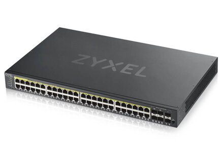 Zyxel GS1920-48HPV2 52-port Gigabit WebManaged PoE Switch, 48x gigabit RJ45, 4x gigabit RJ45 / SFP, 2x SFP, 375W pre PoE