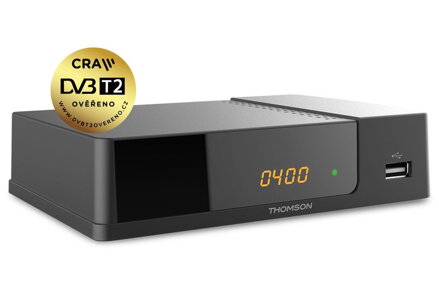 THOMSON DVB-T/T2 set-top-box THT 709/ Full HD/ H.265/HEVC/ CRA ověřeno/ PVR/ EPG/ USB/ HDMI/ LAN/ SCART/ černý