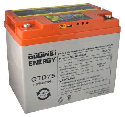 GOOWEI ENERGY DEEP CYCLE (GEL) batéria GOOWEI ENERGY OTD75, 75Ah, 12V