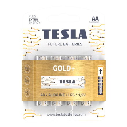 TESLA GOLD+ alkalická baterie AA (LR06, tužková, blister) 4 ks