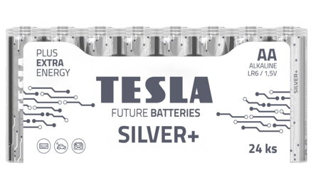 TESLA SILVER+ alkalická batéria AA (LR06, tužková, fólie) 24 ks