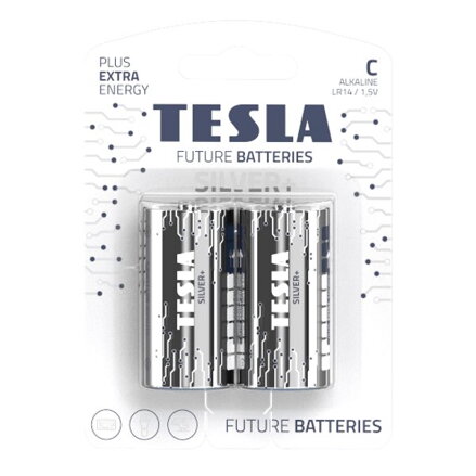 TESLA SILVER+ alkalická baterie C (LR14, malý monočlánek, blister) 2 ks