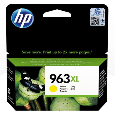 Inkoustová náplň HP 963XL žlutá (yellow, 1600p) pro HP OfficeJet Pro 9010, 9013, HP OfficeJet Pro 9020