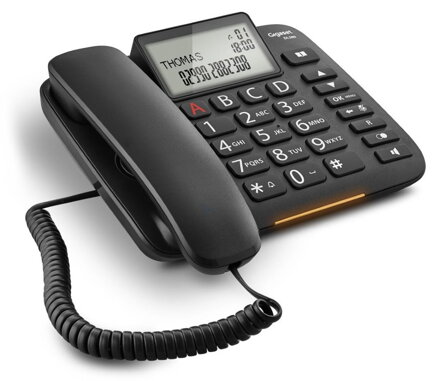 SIEMENS GIGASET DL380 - štandardný telefón s displejom, zoznam na 99 čísel, handsfree, CLIP, farba čierna