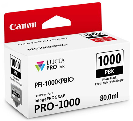 Canon inkoustová náplň PFI-1000 (foto černá, 80ml) pro Canon imagePROGRAF PRO-1000