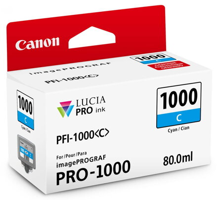 Canon inkoustová náplň PFI-1000 (cyan, 80ml) pro Canon imagePROGRAF PRO-1000