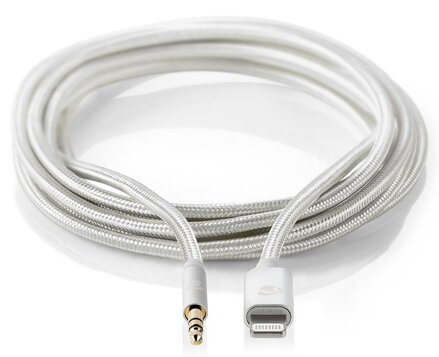 NEDIS Apple Lightning sluchátkový kabel s adaptérem/ Apple Lightning zástrčka – 3,5 mm jack zástrčka/ hliníkový/ 1m