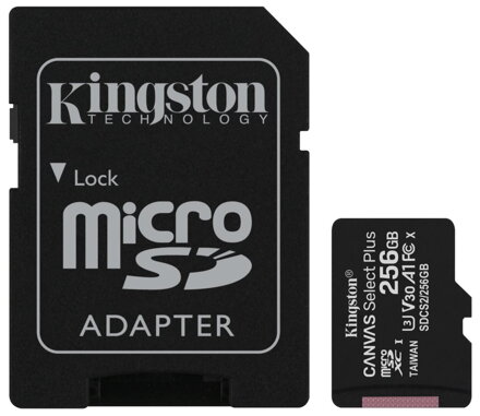 KINGSTON Canvas Select Plus 256GB microSD / UHS-I / CL10 / vč. SD adaptéru