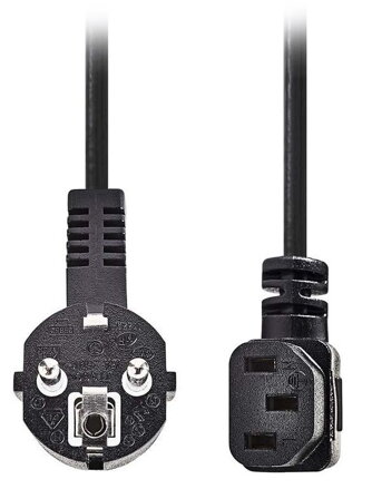 NEDIS napájecí kabel 230V/ přípojný 10A/ úhlový konektor IEC-320-C13/ úhlová zástrčka Schuko/ černý/ 3m