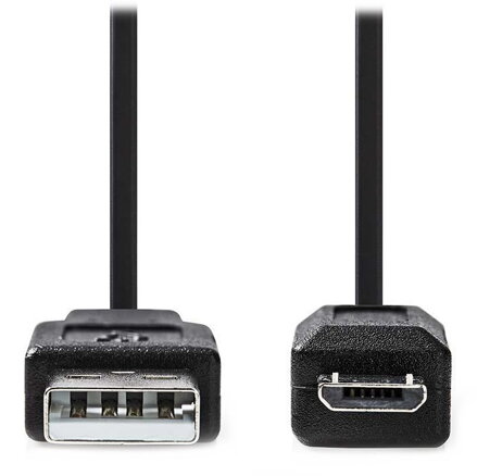 NEDIS kabel USB 2.0/ zástrčka A - zástrčka micro B/ spirálový/ černý/ 2m