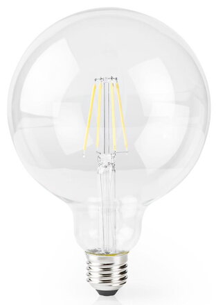 NEDIS Wi-Fi múdra LED žiarovka s vláknom / E27 / guľatá / 5W / 230V / 500L / 2700K / teplá biela / stmievateľná / číra