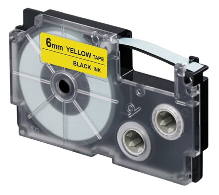 PRINTLINE kompatibilní páska s Casio XR-6YW1 6mm, 8m, černý tisk/žlutý podklad