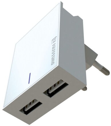 Swissten Síťový Adaptér Smart Ic 2X Usb 3A Power + Datový Kabel Usb / Micro Usb 1,2 M Bílý