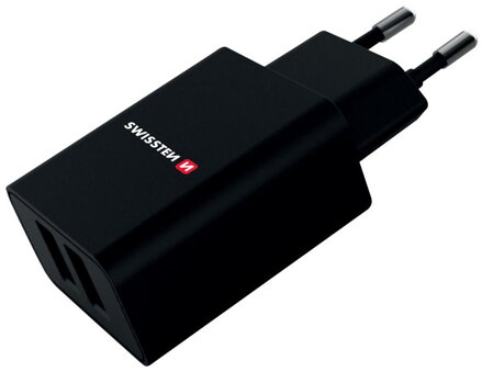 Swissten Síťový Adaptér Smart Ic 2X Usb 2,1A Power + Datový Kabel Usb / Micro Usb 1,2 M Černý