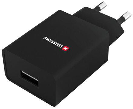 Swissten Síťový Adaptér Smart Ic 1X Usb 1A Power + Datový Kabel Usb / Type C 1,2 M Černý