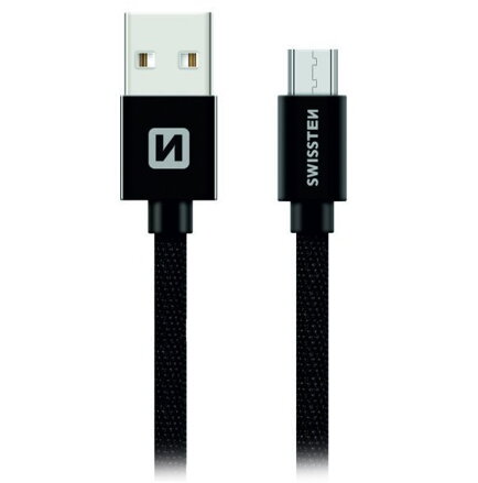 Swissten Datový Kabel Textile Usb / Micro Usb 0,2 M Černý