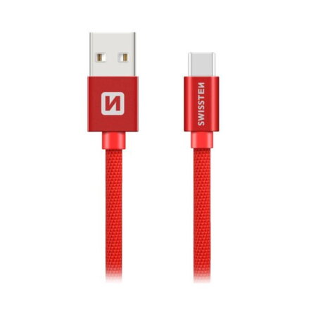 Swissten Datový Kabel Textile Usb / Usb-C 1,2 M Červený