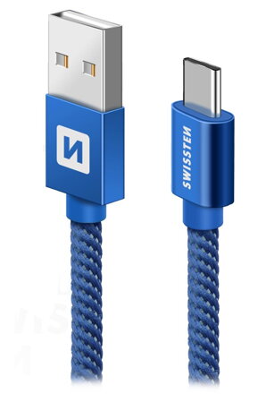 Swissten Datový Kabel Textile Usb / Usb-C 1,2 M Modrý