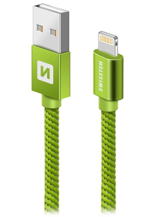 Swissten Datový Kabel Textile Usb / Lightning 2,0 M Zelený