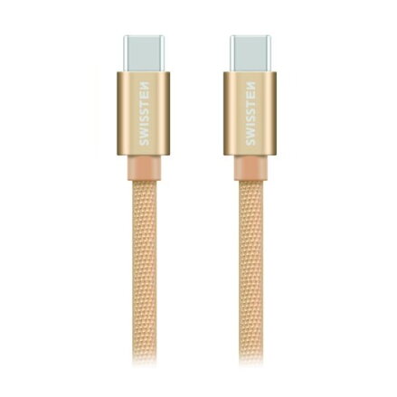 Swissten Datový Kabel Textile USB-C / USB-C 1,2 M Zlatý