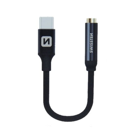 Swissten Audio Adaptér Textile Usb-C/Jack (Samice) 0,15 M Černý