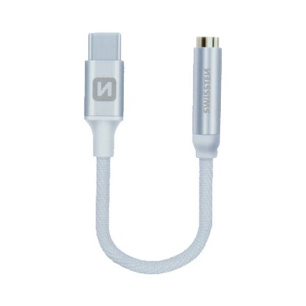 Swissten Audio Adaptér Textile Usb-C/Jack (Samice) 0,15 M Stříbrný