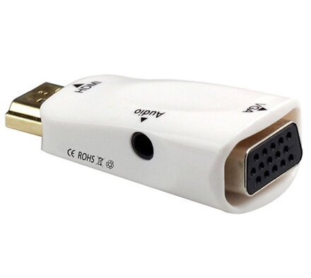 PremiumCord konvertor HDMI na VGA + audio/ bílý