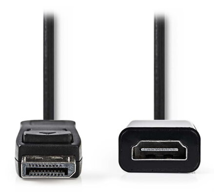 NEDIS adaptérový kabel DisplayPort - HDMI/ zástrčka DisplayPort - vstup HDMI/ 0,20m/ černý